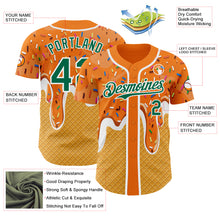 Laden Sie das Bild in den Galerie-Viewer, Custom Bay Orange Kelly Green Yellow-White Foodie Food Dessert Melting Cream Waffle Grid Authentic Baseball Jersey
