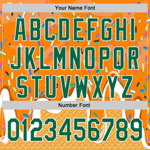 Laden Sie das Bild in den Galerie-Viewer, Custom Bay Orange Kelly Green Yellow-White Foodie Food Dessert Melting Cream Waffle Grid Authentic Baseball Jersey
