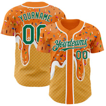 Laden Sie das Bild in den Galerie-Viewer, Custom Bay Orange Kelly Green Yellow-White Foodie Food Dessert Melting Cream Waffle Grid Authentic Baseball Jersey
