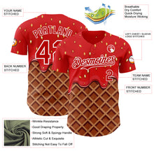 Загрузить изображение в средство просмотра галереи, Custom Red Brown-White Foodie Food Dessert Melting Cream Waffle Grid Authentic Baseball Jersey

