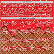 Загрузить изображение в средство просмотра галереи, Custom Red Brown-White Foodie Food Dessert Melting Cream Waffle Grid Authentic Baseball Jersey
