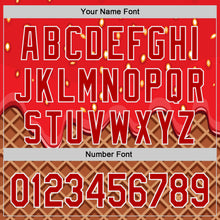 Загрузить изображение в средство просмотра галереи, Custom Red Brown-White Foodie Food Dessert Melting Cream Waffle Grid Authentic Baseball Jersey
