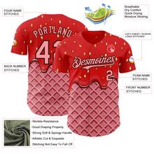 Загрузить изображение в средство просмотра галереи, Custom Red Medium Pink-Brown Foodie Food Dessert Melting Cream Waffle Grid Authentic Baseball Jersey
