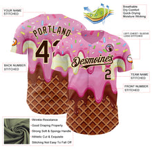 Загрузить изображение в средство просмотра галереи, Custom Light Pink Brown-Cream Foodie Food Dessert Melting Cream Waffle Grid Authentic Baseball Jersey
