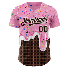 Загрузить изображение в средство просмотра галереи, Custom Light Pink Brown-White Foodie Food Dessert Melting Cream Chocolate Grid Authentic Baseball Jersey
