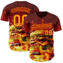 Charger l'image dans la galerie, Custom Red-Yellow Foodie Fast Food Burger Authentic Baseball Jersey
