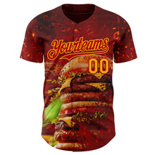 Charger l'image dans la galerie, Custom Red-Yellow Foodie Fast Food Burger Authentic Baseball Jersey
