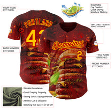 Charger l'image dans la galerie, Custom Red-Yellow Foodie Fast Food Burger Authentic Baseball Jersey
