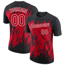 Load image into Gallery viewer, Custom Black Red-White Torn Sharp Brush Stroke Splatter Performance T-Shirt
