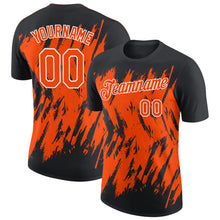 Load image into Gallery viewer, Custom Black Orange-White Torn Sharp Brush Stroke Splatter Performance T-Shirt
