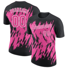 Load image into Gallery viewer, Custom Black Pink-White Torn Sharp Brush Stroke Splatter Performance T-Shirt
