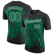 Load image into Gallery viewer, Custom Black Kelly Green-White Torn Sharp Brush Stroke Splatter Performance T-Shirt
