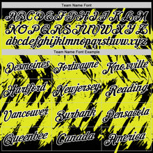 Load image into Gallery viewer, Custom Black Neon Yellow-White Torn Sharp Brush Stroke Splatter Performance T-Shirt
