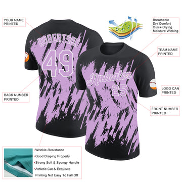 Custom Black Light Purple-White Torn Sharp Brush Stroke Splatter Performance T-Shirt