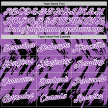 Laden Sie das Bild in den Galerie-Viewer, Custom Black Medium Purple-White Torn Sharp Brush Stroke Splatter Performance T-Shirt
