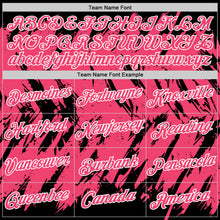 Load image into Gallery viewer, Custom Black Neon Pink-White Torn Sharp Brush Stroke Splatter Performance T-Shirt
