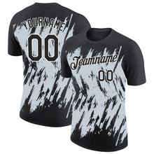 Charger l'image dans la galerie, Custom Black Silver-White Torn Sharp Brush Stroke Splatter Performance T-Shirt
