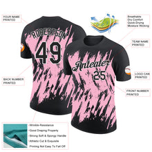 Загрузить изображение в средство просмотра галереи, Custom Black Light Pink-White Torn Sharp Brush Stroke Splatter Performance T-Shirt
