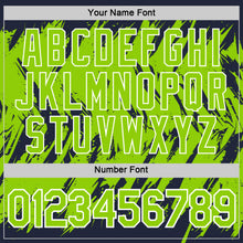 Load image into Gallery viewer, Custom Navy Neon Green-White Torn Sharp Brush Stroke Splatter Performance T-Shirt

