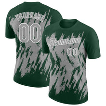 Charger l'image dans la galerie, Custom Green Gray-White Torn Sharp Brush Stroke Splatter Performance T-Shirt
