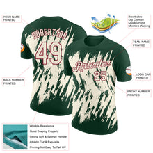 Load image into Gallery viewer, Custom Green Cream-Crimson Torn Sharp Brush Stroke Splatter Performance T-Shirt
