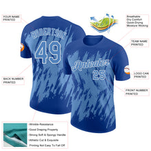 Load image into Gallery viewer, Custom Royal Light Blue-White Torn Sharp Brush Stroke Splatter Performance T-Shirt
