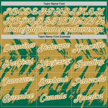 Charger l'image dans la galerie, Custom Kelly Green Old Gold-White Torn Sharp Brush Stroke Splatter Performance T-Shirt
