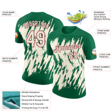 Load image into Gallery viewer, Custom Kelly Green Cream-Crimson Torn Sharp Brush Stroke Splatter Performance T-Shirt

