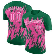 Load image into Gallery viewer, Custom Kelly Green Pink-White Torn Sharp Brush Stroke Splatter Performance T-Shirt
