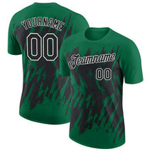 Charger l'image dans la galerie, Custom Kelly Green Black-White Torn Sharp Brush Stroke Splatter Performance T-Shirt
