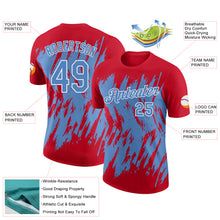 Charger l'image dans la galerie, Custom Red Light Blue-White Torn Sharp Brush Stroke Splatter Performance T-Shirt
