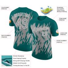 Load image into Gallery viewer, Custom Teal Gray-White Torn Sharp Brush Stroke Splatter Performance T-Shirt
