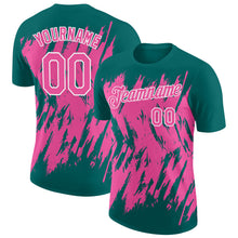 Load image into Gallery viewer, Custom Teal Pink-White Torn Sharp Brush Stroke Splatter Performance T-Shirt
