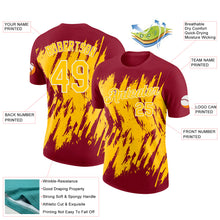 Load image into Gallery viewer, Custom Crimson Yellow-White Torn Sharp Brush Stroke Splatter Performance T-Shirt

