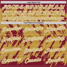 Load image into Gallery viewer, Custom Crimson Old Gold-White Torn Sharp Brush Stroke Splatter Performance T-Shirt
