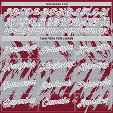 Charger l'image dans la galerie, Custom Crimson Gray-White Torn Sharp Brush Stroke Splatter Performance T-Shirt
