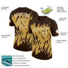 Load image into Gallery viewer, Custom Brown Old Gold-White Torn Sharp Brush Stroke Splatter Performance T-Shirt
