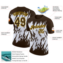 Load image into Gallery viewer, Custom Brown White-Yellow Torn Sharp Brush Stroke Splatter Performance T-Shirt
