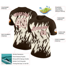 Charger l'image dans la galerie, Custom Brown Cream-Crimson Torn Sharp Brush Stroke Splatter Performance T-Shirt
