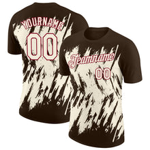 Charger l'image dans la galerie, Custom Brown Cream-Crimson Torn Sharp Brush Stroke Splatter Performance T-Shirt
