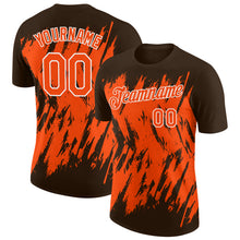 Загрузить изображение в средство просмотра галереи, Custom Brown Orange-White Torn Sharp Brush Stroke Splatter Performance T-Shirt
