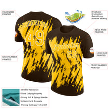 Load image into Gallery viewer, Custom Brown Yellow-White Torn Sharp Brush Stroke Splatter Performance T-Shirt
