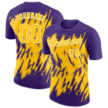 Загрузить изображение в средство просмотра галереи, Custom Purple Yellow-White Torn Sharp Brush Stroke Splatter Performance T-Shirt

