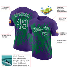 Load image into Gallery viewer, Custom Purple Kelly Green-White Torn Sharp Brush Stroke Splatter Performance T-Shirt
