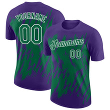 Load image into Gallery viewer, Custom Purple Kelly Green-White Torn Sharp Brush Stroke Splatter Performance T-Shirt

