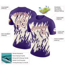 Charger l'image dans la galerie, Custom Purple Cream-Crimson Torn Sharp Brush Stroke Splatter Performance T-Shirt
