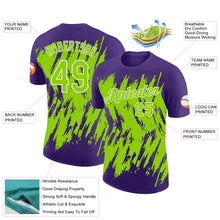 Charger l'image dans la galerie, Custom Purple Neon Green-White Torn Sharp Brush Stroke Splatter Performance T-Shirt
