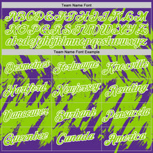 Charger l'image dans la galerie, Custom Purple Neon Green-White Torn Sharp Brush Stroke Splatter Performance T-Shirt
