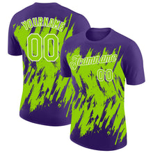 Charger l'image dans la galerie, Custom Purple Neon Green-White Torn Sharp Brush Stroke Splatter Performance T-Shirt
