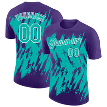 Load image into Gallery viewer, Custom Purple Aqua-White Torn Sharp Brush Stroke Splatter Performance T-Shirt
